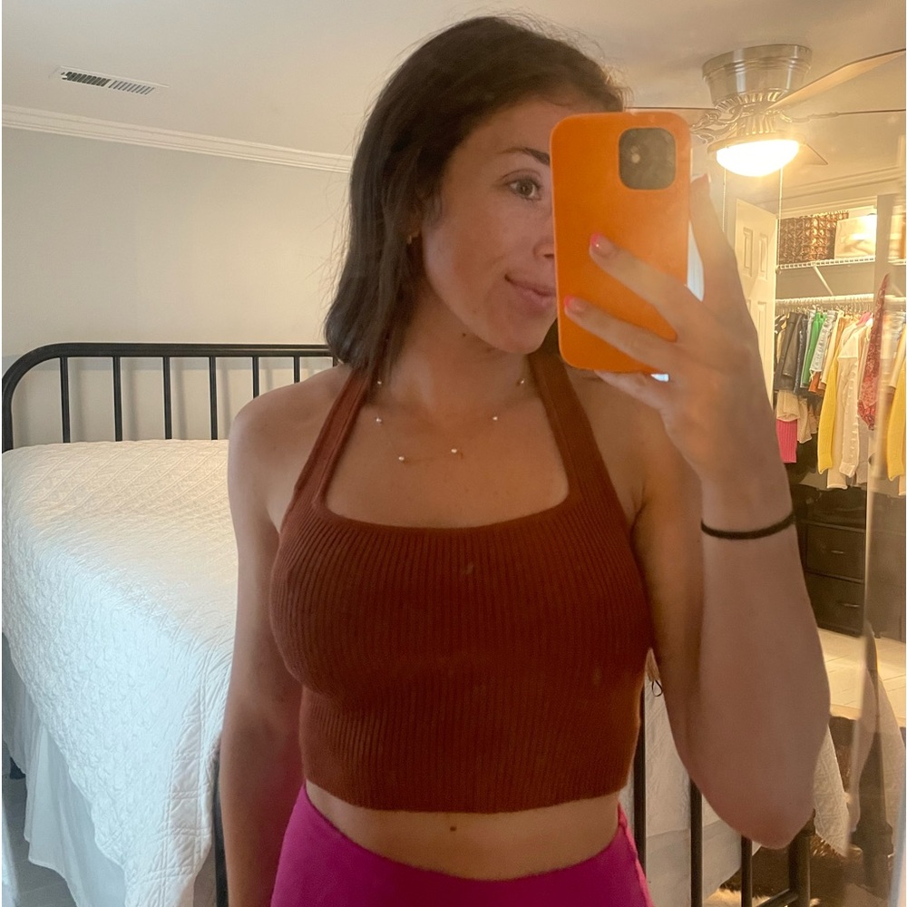 Brown halter neck top